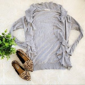 Ruffle Grey Cardigan Sweater M